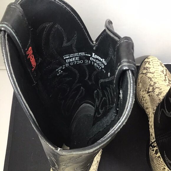 Vintage 1997 Laredo Snakeskin Western Cowboy Boots Black Tan Size 8.5 EE New - Picture 8 of 11
